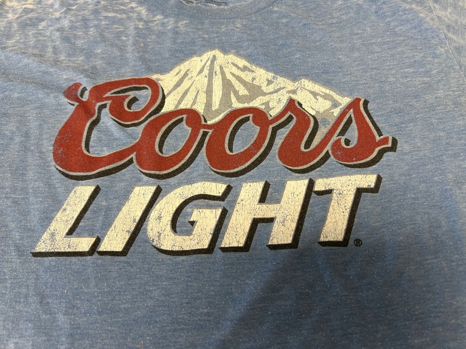 Coors Light MillerCoor Brand Graphic Tee Shirt Blue Speckled Mens Size