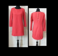 J Crew Factory Dress Size Coral/Red Long Sleeve Shift Ponte Back Exposed Zipper