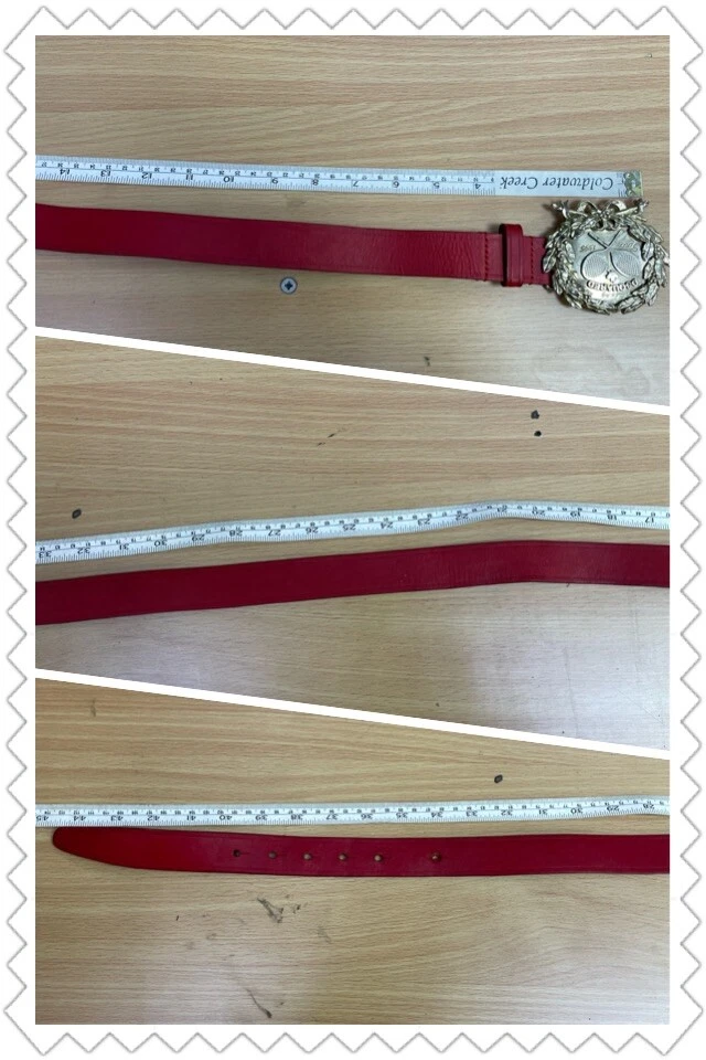 Cinturón Dsquared Rojo Charol Gran Tamaño Dorado Canadá Tenis Logo Hebilla Talla L Foto 3 de 4