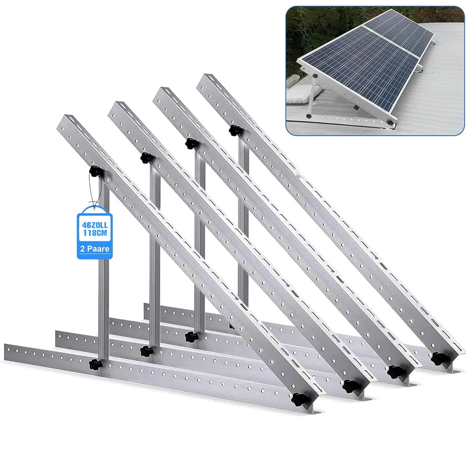 GLIESE 4X PV Halterung 118cm Solarmodul Balkonkraftwerk Flachdach 0°-90° Aufständerung