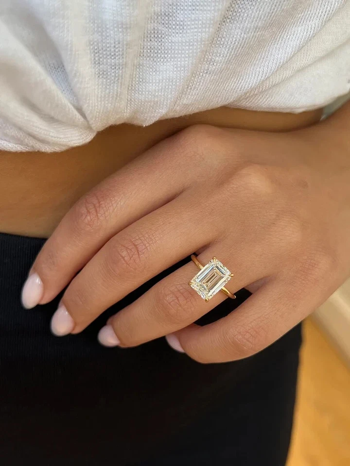 Bague cadeau femme certifiée or jaune 10 carats diamant cultivé en laboratoir... - Photo 4/4