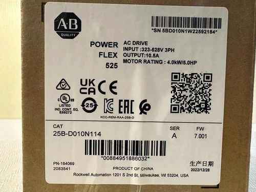 25B-D010N114 2022 SER A Allen-Bradley PowerFlex 525 4kW 5Hp unità AC 25BD010N114 - Foto 1 di 4