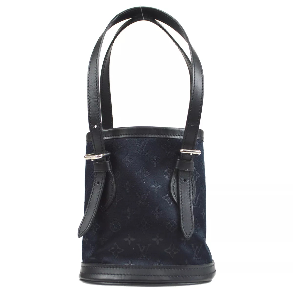 LOUIS VUITTON LITTLE BUCKET HAND BAG BLACK MONOGRAM SATIN M92144