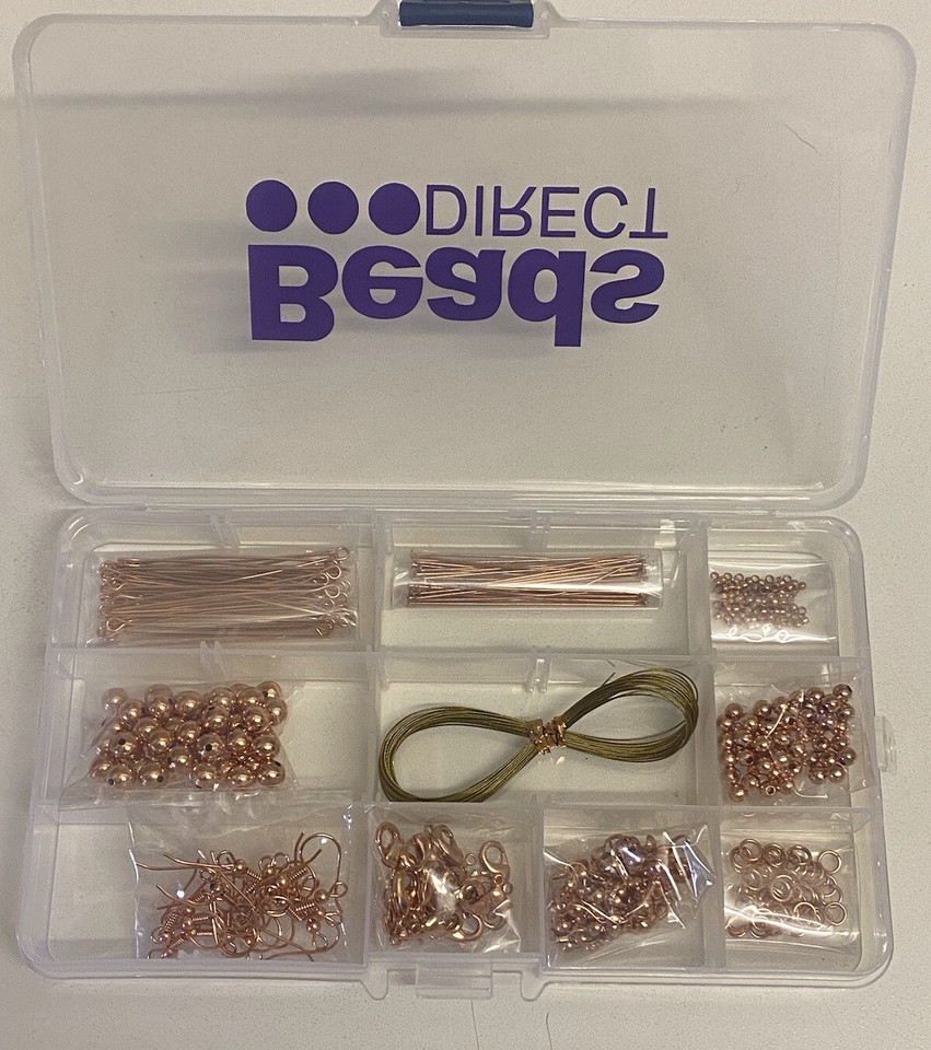 Beads Direct Craft Jewellery Making Findings Starter Kit Rose Gold