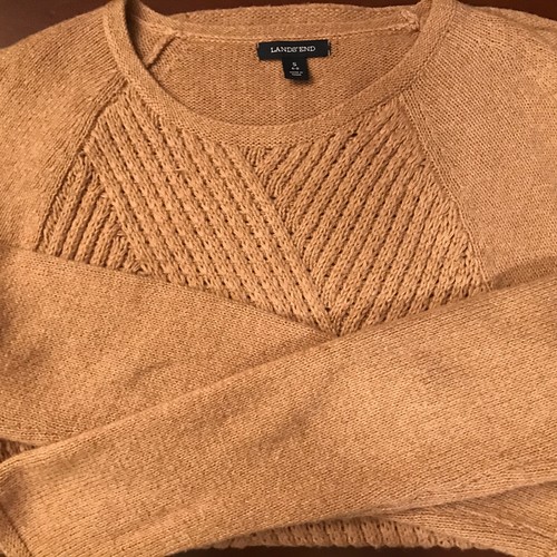 LANDS' END 58% BAUMWOLLE SWEATER PULL OVER Light Brown -Size Small - Long - Picture 10 of 10