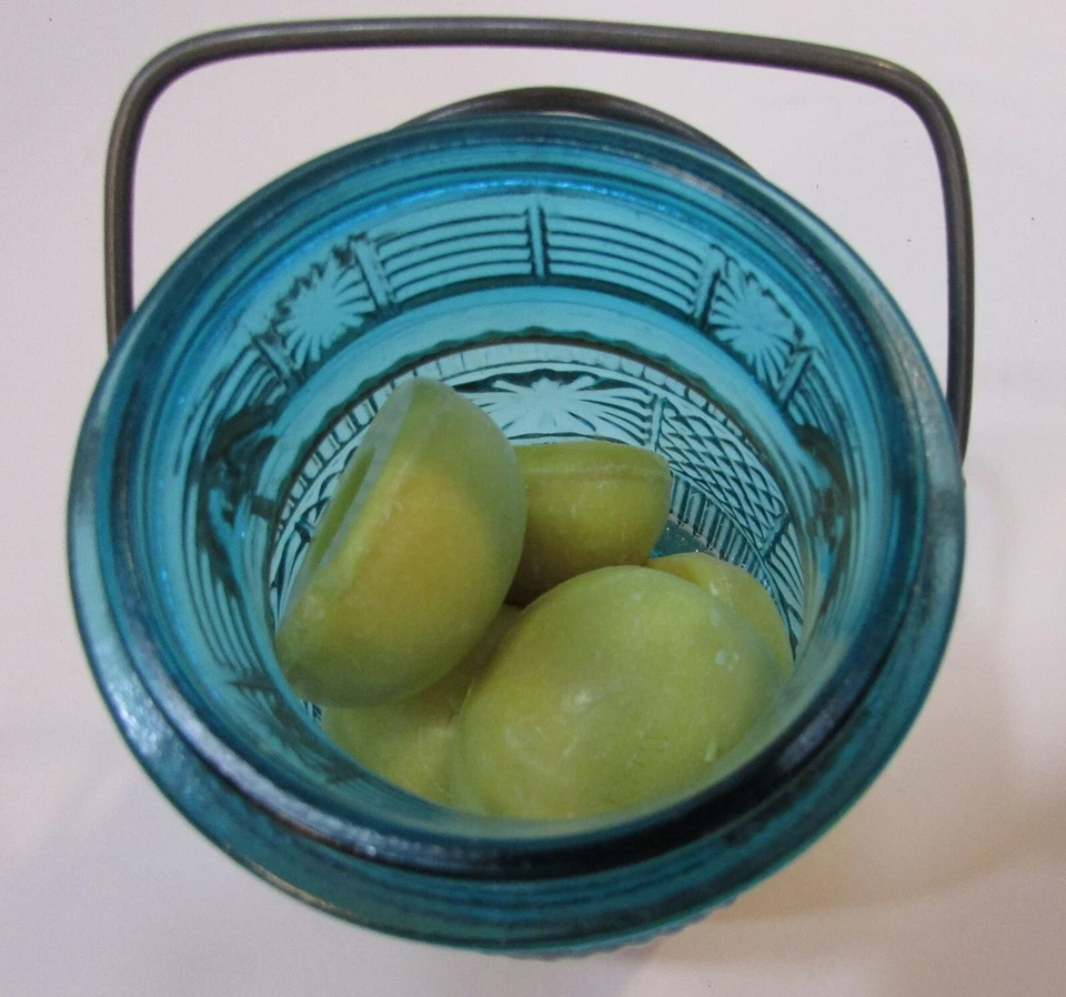 Vintage Avon Country 6 Peach Soap in Blue Green Ribbed Fruit Canning Pint Jar - Imagem 3 de 4