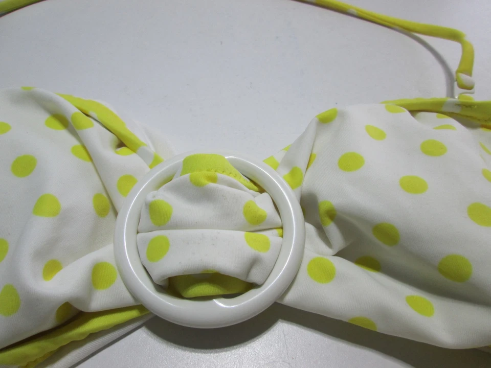 Top de bikini Victoria Secret para mujer talla M blanco/amarillo forrado a lunares halter Foto 3 de 4