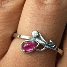 Vintage 925 sterling silver natural ruby Ring Size 7