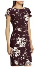 Lauren Ralph Lauren Floral Flutter Sleeve Plum/grey Dress NWT sz 10 Retail $109