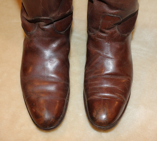 VTG EQUESTRIAN TALL BROWN LEATHER PULL ON HORSEBACK RIDING BOOTS, LEATHER SOLE - Picture 18 of 24