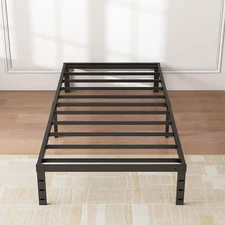 12 Inch Metal Twin Bed Frame - Single Black Basic Steel Slats Platform, Easy Ass