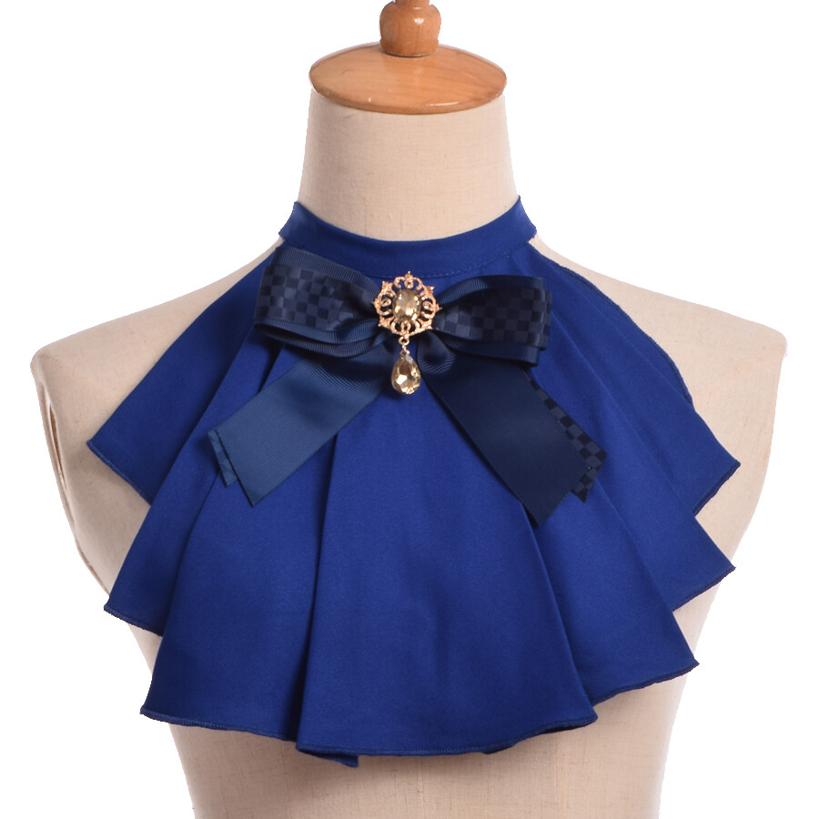 Women Jabot Neck With Bowknot Victorian Ruffles Collar Vintage Chiffon