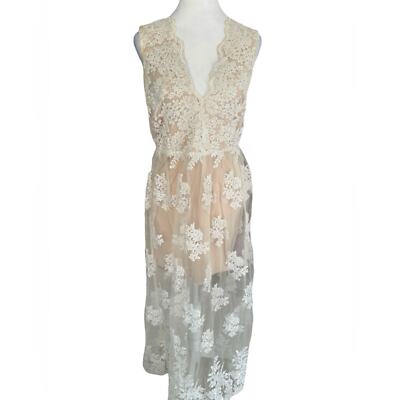 Soieblu Maxi Dress Lace Bridal Shower Engagement Honeymoon Aline Women Sz  Large | eBay