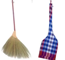 41” Long Handle Natural Grass Broom, 10" Wide - Lightweght & Ergonomic Handmade