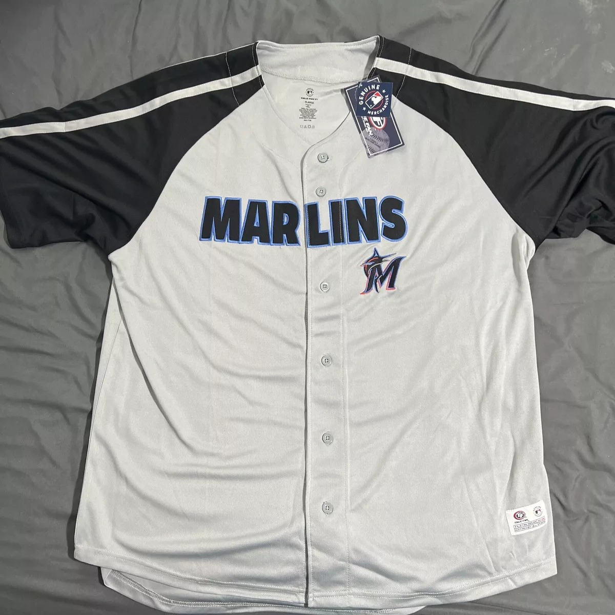 MAJESTIC Florida Miami Marlins MLB Baseball Jersey Black Men's XL