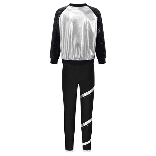 Kids Boys Girls Dance Outfits Workout Coat With Trousers Dancewear Hip Hop Gym - Picture 14 of 41