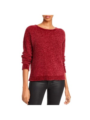 AQUA Womens Maroon Patterned Raglan Jewel Neck Sweater Size: S