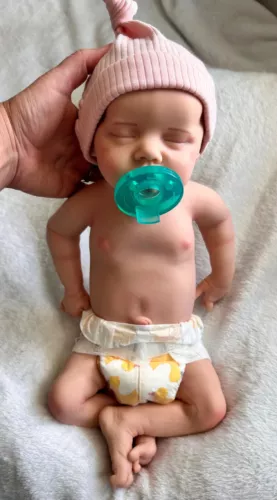 18 Zoll schlafende Reborn Puppe gewichtet 5,6 Pfund weiches Silikon Neugeborenes Baby Mädchen Weihnachtsgeschenk - Bild 16 von 21