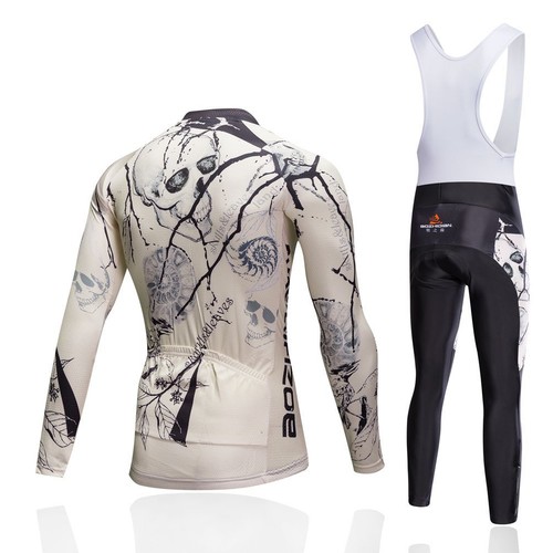 Men's Cycling Long Bib Pants Cycle Jersey Long Sleeve Cycling Wear Kit Skeleton - Picture 2 of 7