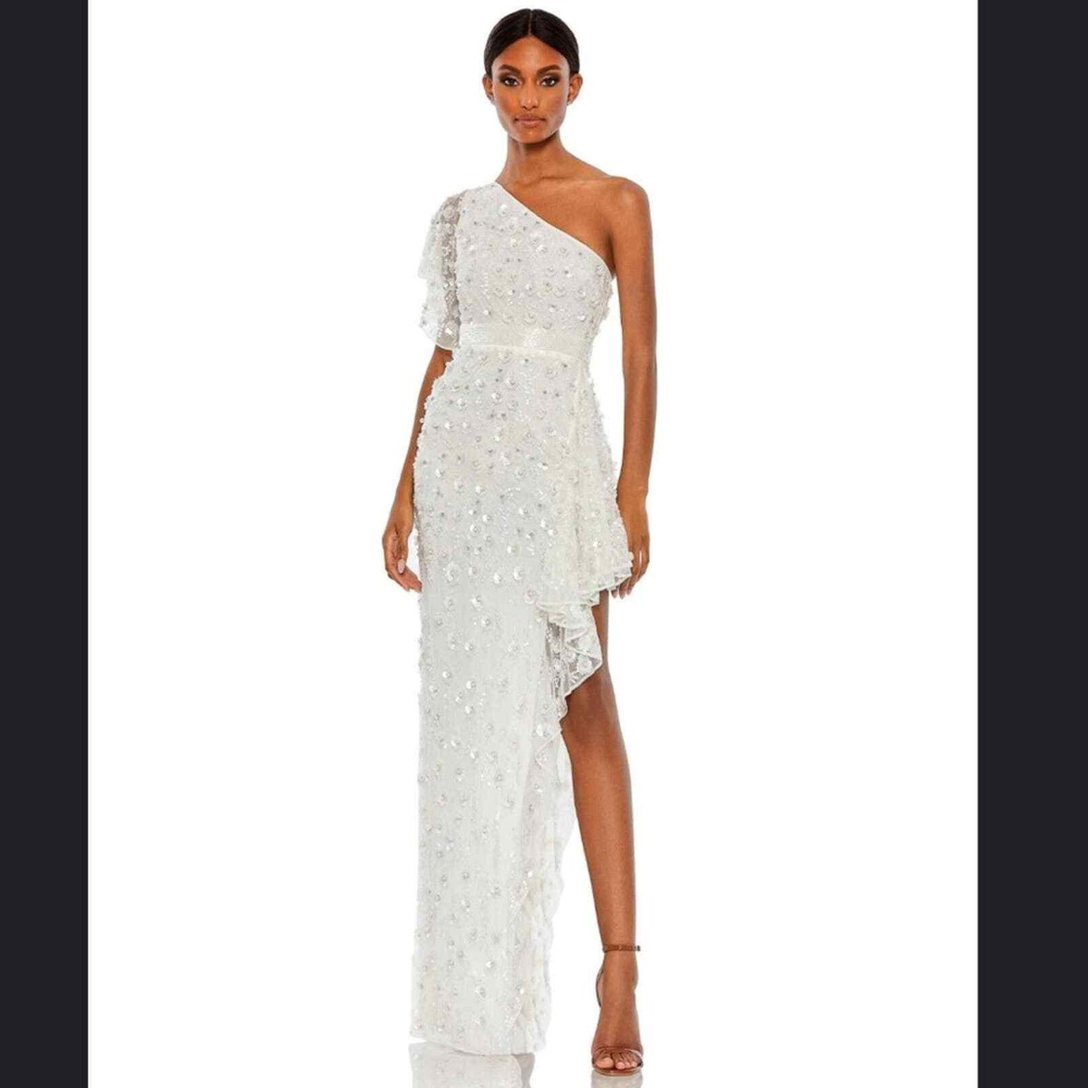 MAC DUGGAL ワンショルダー シフォンガウン Nwot Mac Duggal One Shoulder Maxi Gown sz 10 #HH | eBay