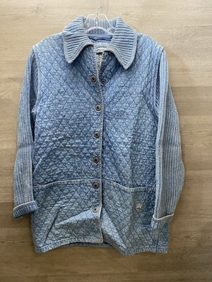 Blue Willi s Quilted Denim Snap Coat Size Medium