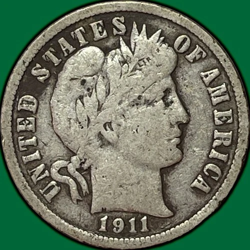 1911-S Barber Dime Fine F Coin #33929