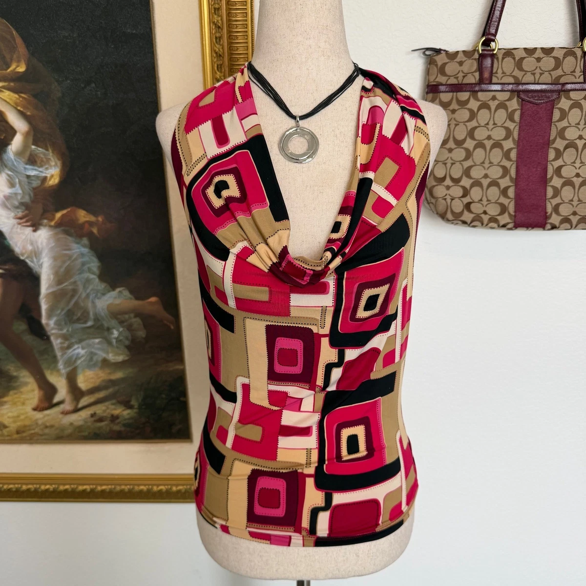 Y2K Retro Printed Backless Halter Going Out Top