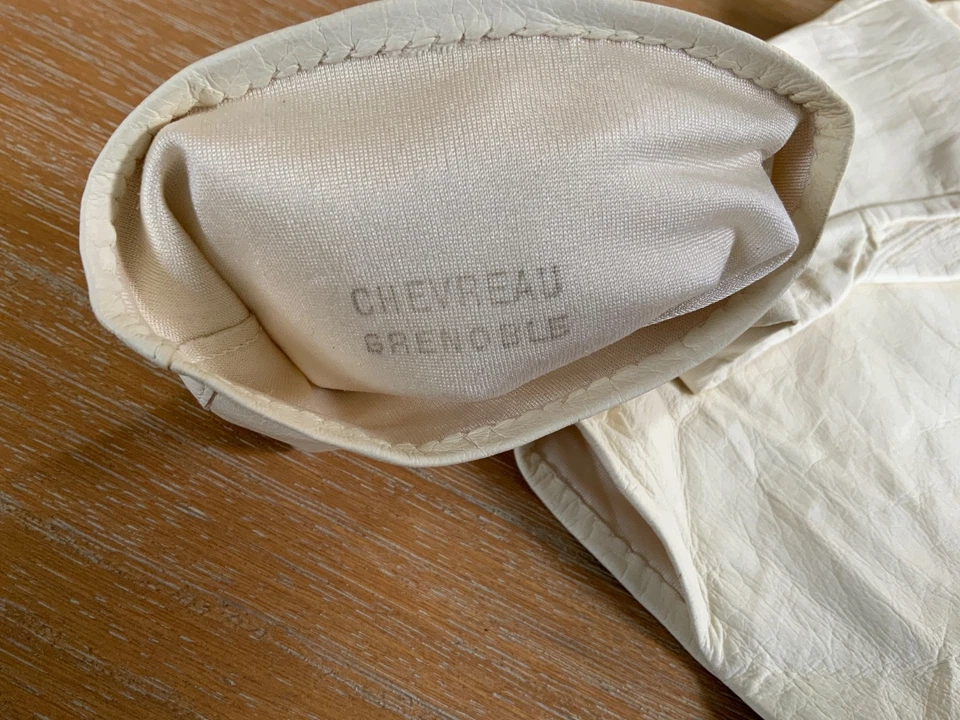 French smooth GOAT skin Leather silk elbow length opera Dressy Gloves size 6.5 - Image 4 of 4