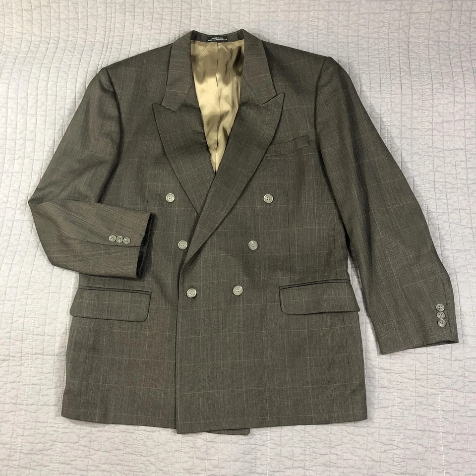 Traje Stafford Para Hombres 43R Marrón Doble Pecho Blazer Pantalones 36x32 Mezcla Lana EE. UU. Foto 2 de 4