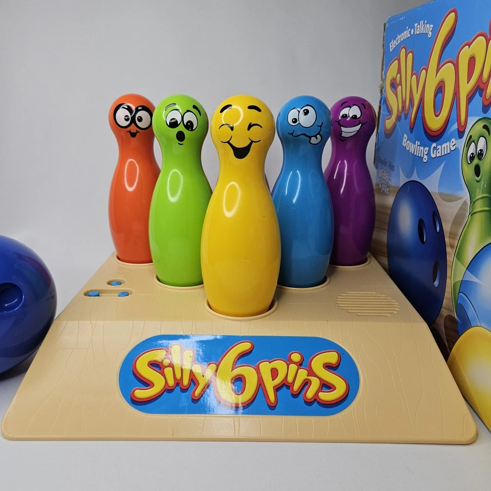 Silly 6 Pins Electronic Talking Bowling Game Complete Box & Ball  TESTED WORKING - Image 2 of 4