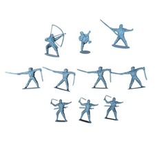 Lot of 10 Vintage Plastic Toy Ninjas Petalo Greek Army Men Toy Soldiers Grey