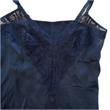 Farr West Beautiful Lace Bodice Satin Full Slip Sz 36 Vintage Black Made In USA