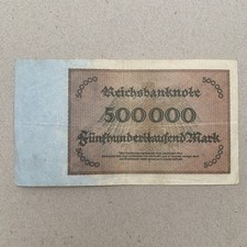1923 German Half a Million Mark Banknote, Germany Currency Era between WW1 WW2