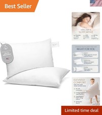 100 Cotton Luxury Hotel Pillows Standard Size Set of 2, Cooling Down Alterna...