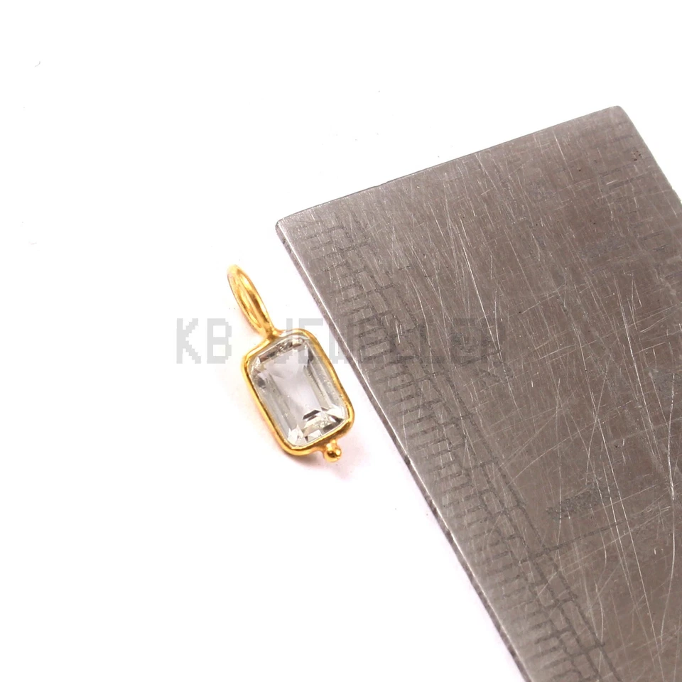 Pequeño Colgante Oro 14k Topacio Blanco Piedras Preciosas Colgante Hecho a Mano Dije Colgante Foto 2 de 4