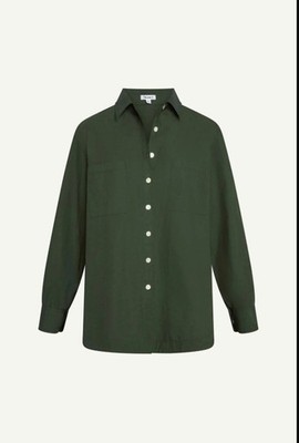 Nadia Shirt - Forest Cotton Poplin-Crisp, lightweight, and effortlessly polished