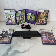 Xbox 360 Kinect Sensor Bar w/ 5 Games Bundle Model 1414 Microsoft Tested