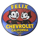 Vintage Chevrolet Porcelain Sign - Service Gas Pump Chevy Felix The Cat Sign