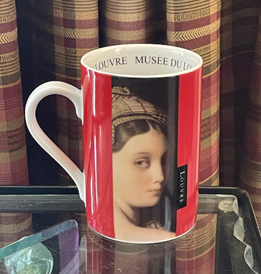 Mona Lisa Da Vinci Musee de Louvre Coffee Tea Cup Mug Vibrant Red