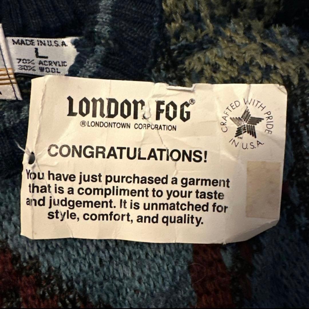 London Fog 90s All-Over Pattern Knit Sweater USA Made Size L image 4