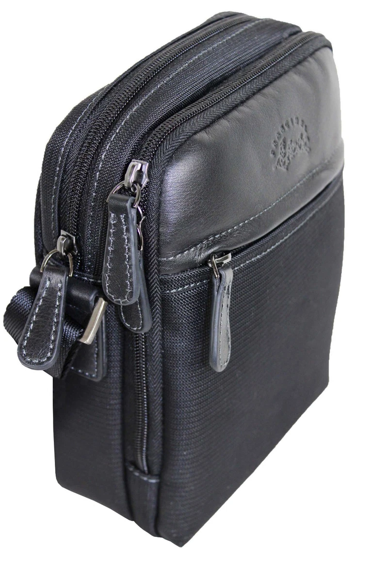 Sac Bandoulière Francinel Homme – Toile Et Cuir Marron, Très Bon état