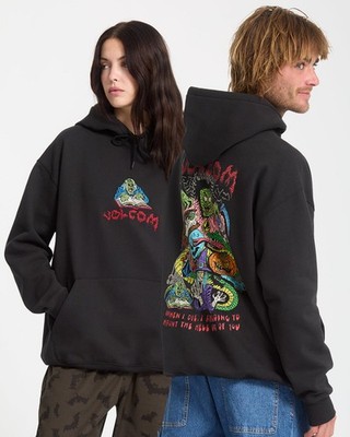 Volcom J.J. Villard Pullover Hoodie Black Skate Street Artist Grafik Print NEU