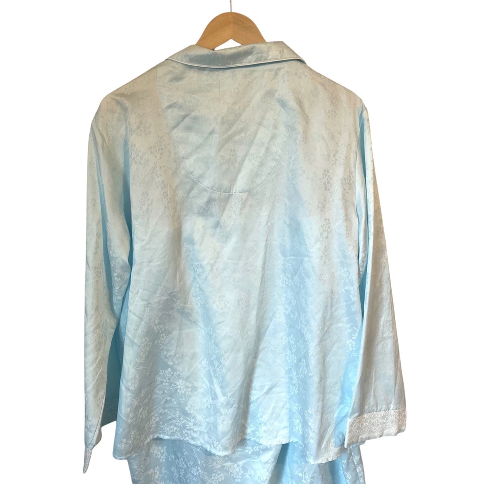 Miss Elaine Pajama Set XL Blue Brushed Back SATIN Long Sleeve Pants - Image 4 of 4