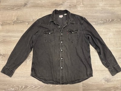 Levi's Black Denim Long Sleeve Snap Pearl Button Shirt Size 2XL Western