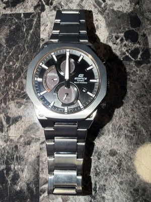 CASIO EDIFICE MEN S WATCH EFS-S570 SOLAR ANALOG CHRONOGRAPH 100M BLACK DIAL