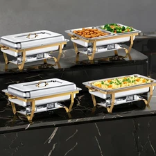 Chafing Dish Buffet Set with Multi-Size Food Pan, 4 Pack 9Qt Chafing Dishes
