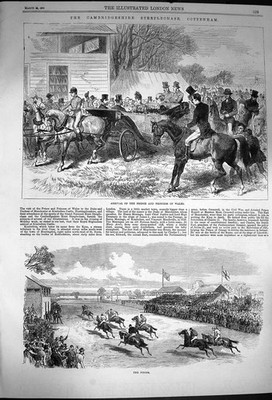 Original alter antiker Druck 1870 Prince Wales Cambridgeshire Steeplechase Co 19.