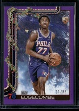 2025-26 Topps Holiday #H163 VJ Edgecombe Purple Metallic Glitter Holiday #21/99
