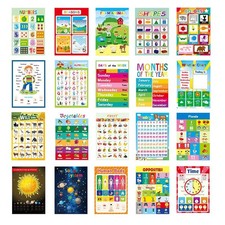 20 Pack Educational Wall Posters, 16.5 x 11.5 Inch Learning Charts for Classr...
