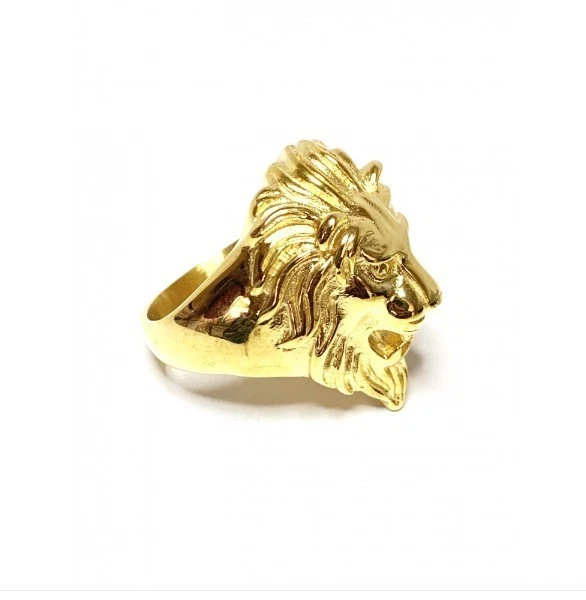 Bague lion bijou en acier 316L doré 36 mm - Photo 4/4